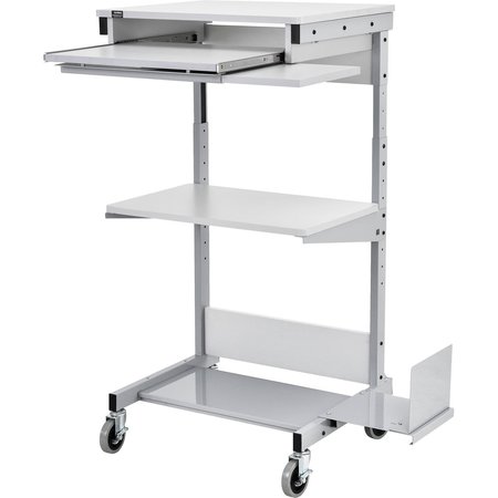 GLOBAL INDUSTRIAL Mobile Computer Workstation with Keyboard, Printer Shelf and CPU Holder, Gray 506693